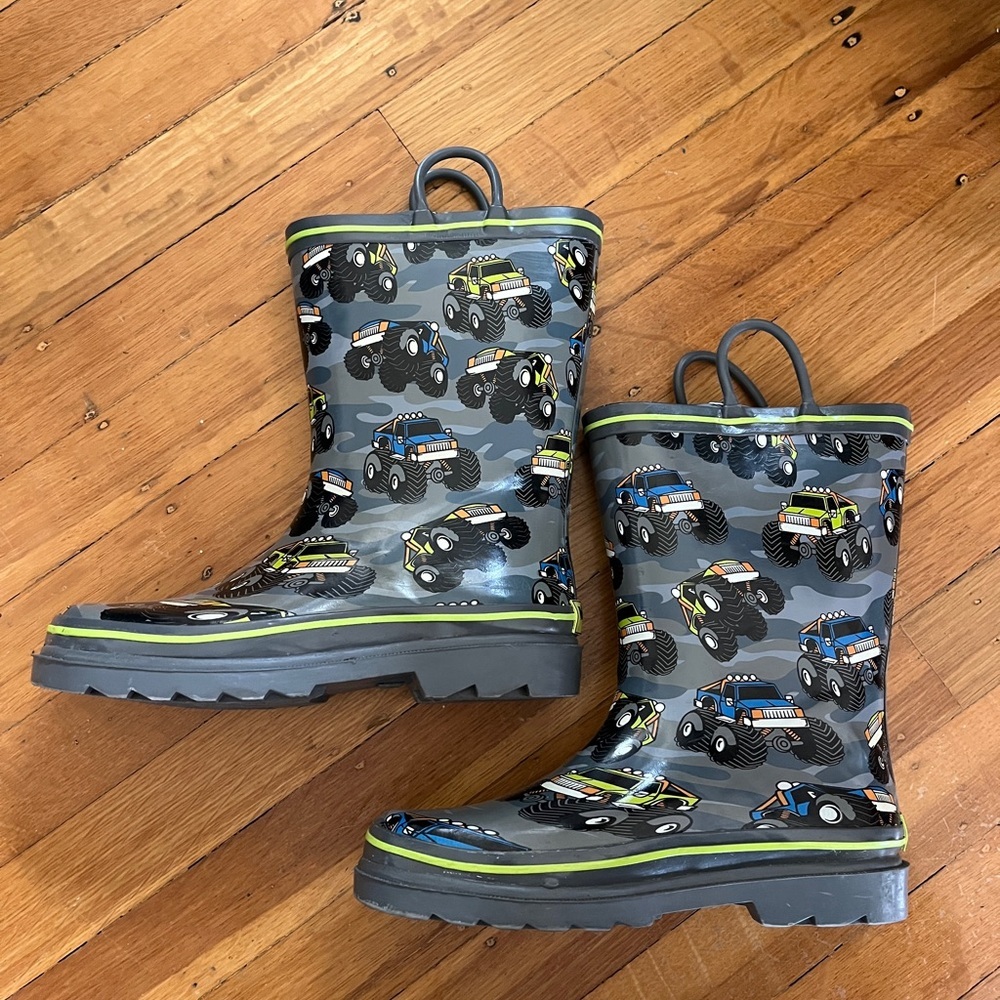 Western Chief 2 3 34 monster truck rubber rain boots wellies grey kids